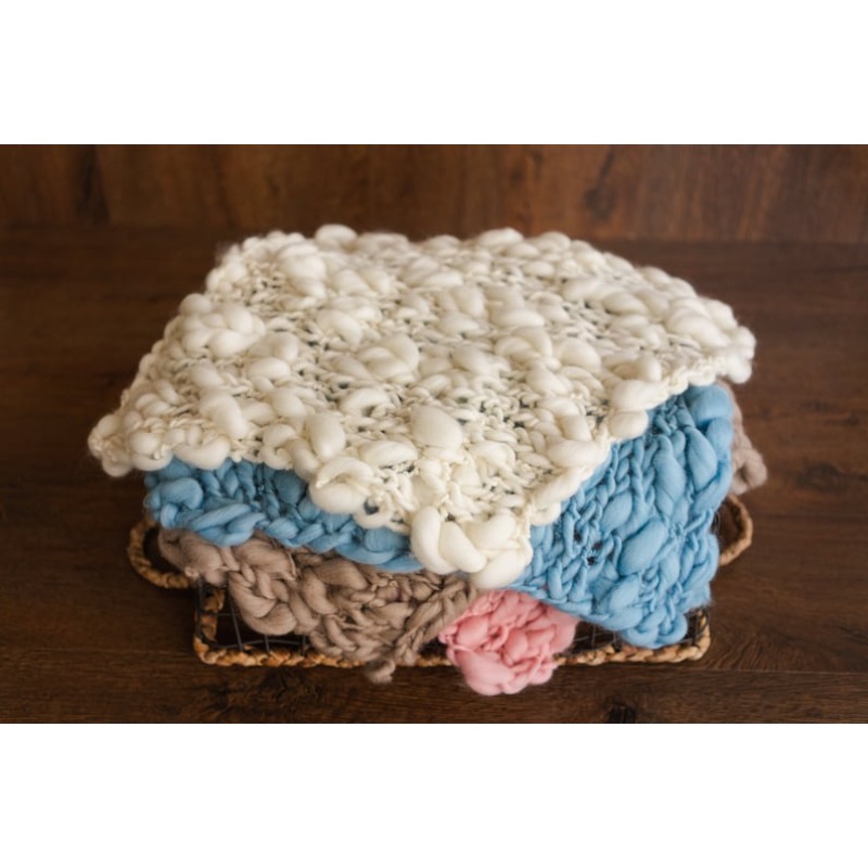 Baby Swaddle Blanket - Grof gebreide merino babydeken - gevlochten