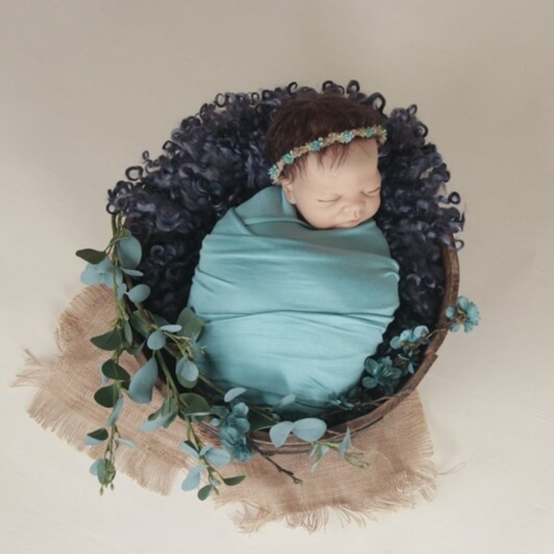 Baby Swaddle Blanket - Fotografie-omslagdoek voor pasgeborenen, zacht gebreide baby-positiedoek