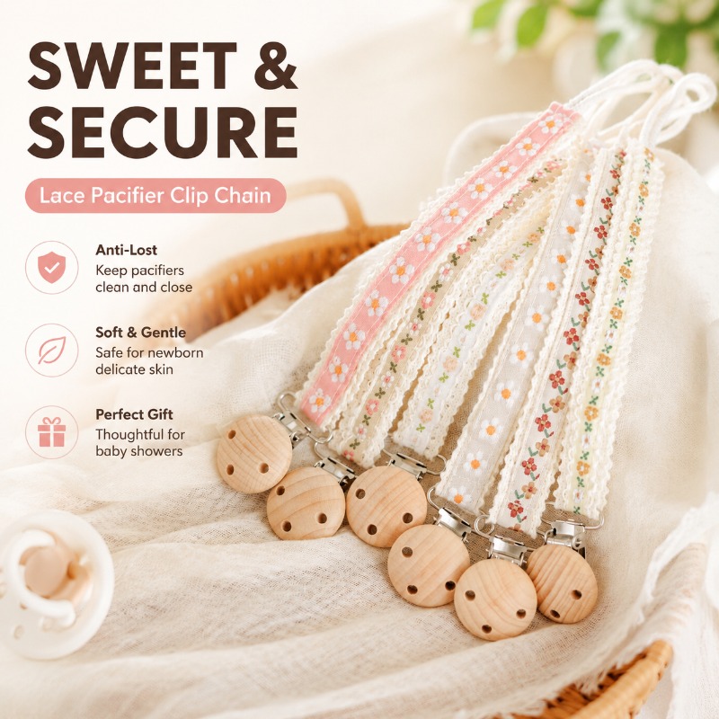 Baby Products - Kanten speenclipketting voor pasgeborenen, anti-verloren speenhouder,